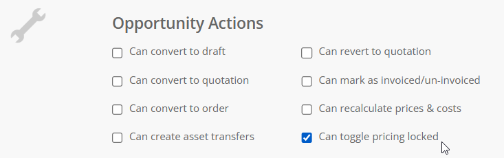 Lock pricing role permission on opportunities